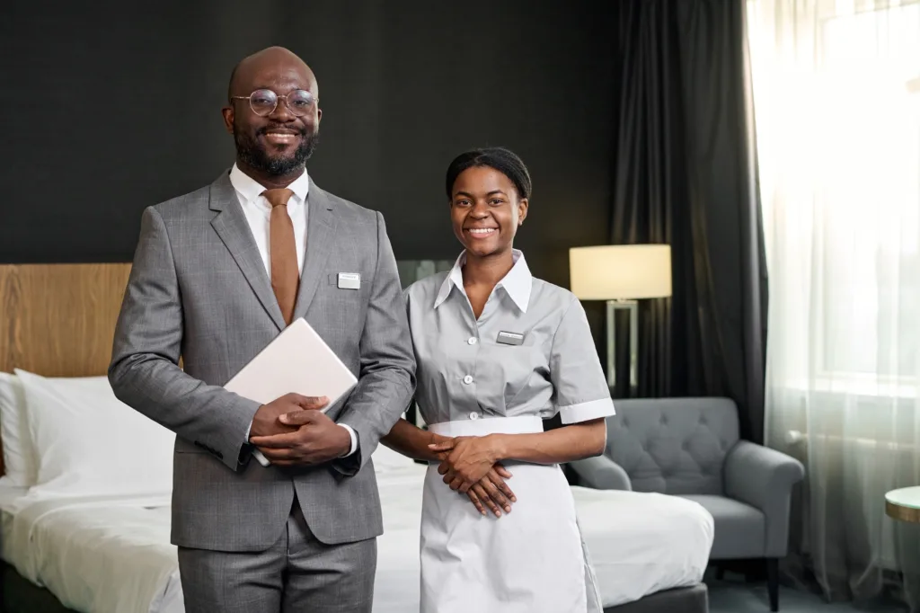Hospitality Service Crew in Hotel Room